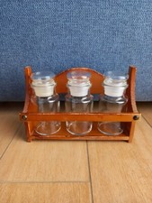 Vintage Porta Spezie Barattoli vetro mensolina legno