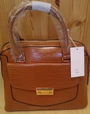 Borsa a mano JLO By Jennifer Lopez Brown Croc JLH0039 Manhatten Bowler nuova