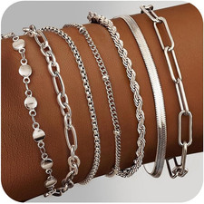 7Pcs Bracciale Donna Acciaio