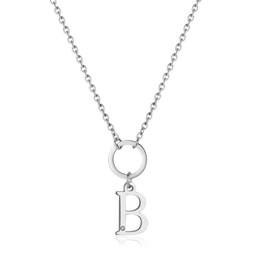 Collana lettera acciaio - collana, b
