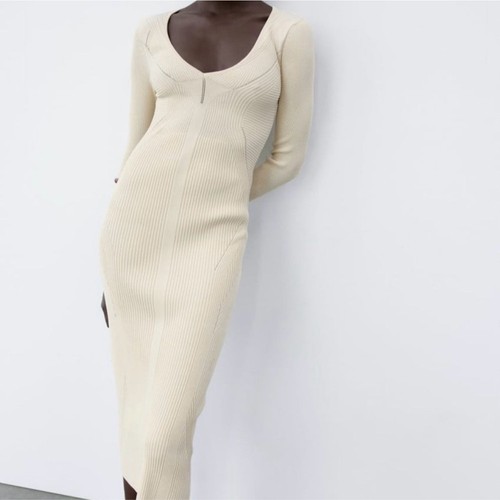 Abito midi zara ecrù - abito,