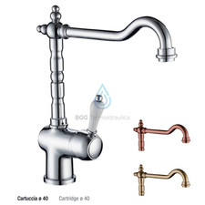 MISCELATORE MONOFORO CUCINA A LEVA SERIE VICTORIA RAME OTTONE CROMO TOP QUALITA'