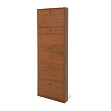 Armadio scarpiera 5 ante a ribalta 180 cm Scarpiere slim legno noce antico 
