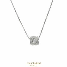 Collana donna punto luce fiore oro bianco 18kt e diamante