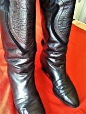 STIVALI DONNA MADISON IN VERA PELLE NERA CON DECORI E APPLICAZIONI Tg 35 Tacco 5