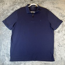 Polo Ralph Lauren uomo XL TG blu vestibilità classica maglia elasticizzata polo 1/4 zip