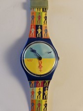 ​SWATCH Vintage GG110 FRANCO - GENT 34mm - "Cowboy" Pop Art 1989/91 RARO