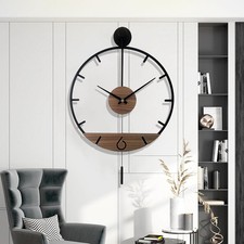 Orologio da Parete Moderno Grande 50 cm Diametro a Pendolo in Legno per... 