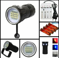 TORCIA SUBACQUEA 15 LED RICARICABILE PER FOTO E VIDEO FARETTO DIVING TORCH LUMEN