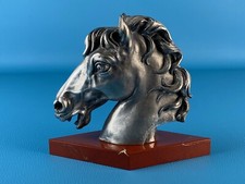 Amilcare Santini Statua Testa Cavallo Rivestita Argento 800 Base Marmo XX Sec.