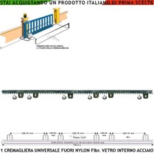 Cremagliera Cancello Scorrevole Silenziosa Universale M4 Nylon Interno Acciaio M