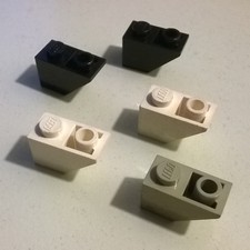 5x LEGO 3665 Slope Brick 45 2x1 Inverted Black White Gray 10210 10188 10214 5891