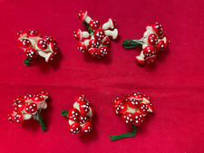 6 mazzetti di funghetti artificiali per decorazioni, nuovo