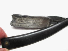 Geo vintage. Wostenholm & Son IXL Rasoio Dritto Tacca da Barbiere, Celebrato - Crepato