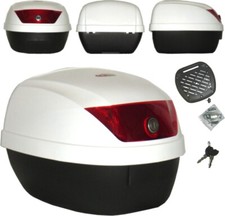 Bauletto Moto 28 Litri Scooter Valigia Rigida Universale Completo Piastra Bianco
