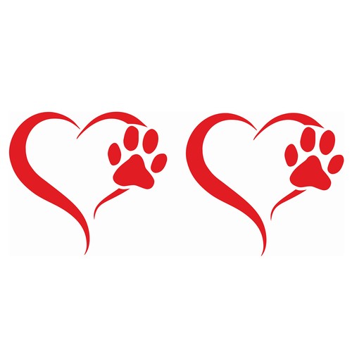 Adesivo cuore con zampa - , di