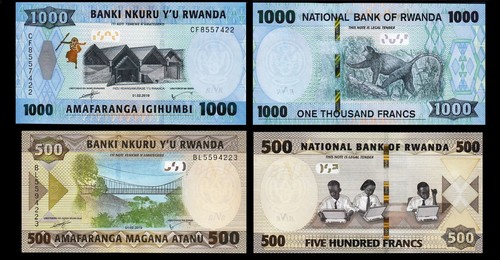 Ruanda set pezzi unc 500 - ruanda, 2