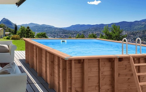 Piscina legno rettangolare - in,
