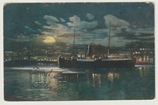 ITALIA - cartolina TRIESTE - Notturno con nave - vg 1913 - fp