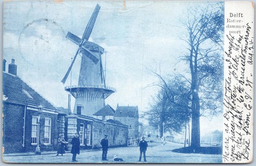 Antique postcard windmill - antique,
