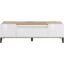 Mobile Porta TV Bianco Laccato Acero 160 cm Madia Bassa per Soggiorno