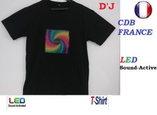 T-shirt Graphic equalizer -LED Light Sound Activated Black Taille-S Envoi France