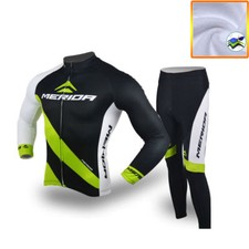 Merida Fleece Ciclismo Kit Lungo Uomo Termico Invernale Bici Maglia e Pantaloni Set
