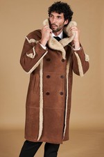 D'Arienzo Cappotto Montone Scamosciato Cuoio Uomo Vero Shearling Malix