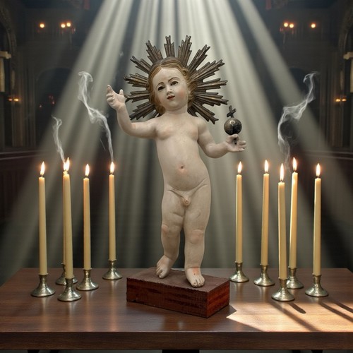 Bambino gesù praga legno - gesù,