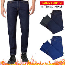 Jeans Uomo Imbottito In Pile Pantalone Comodo Felpato Invernale Termico VEQUE