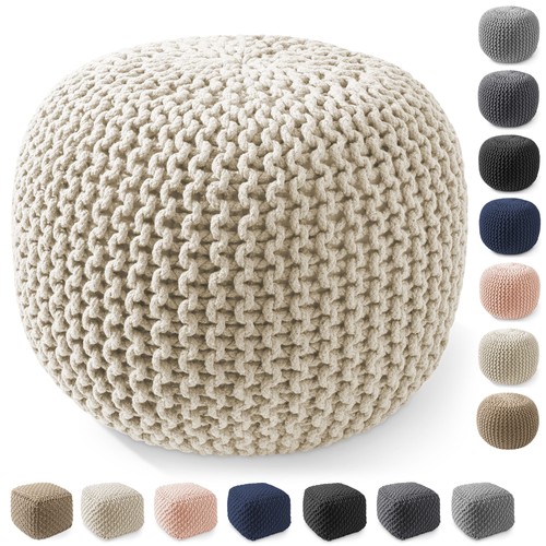 Cotton pouf ottomans knit - pouf, ottomans,