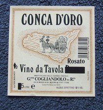 CONCA D’ORO Etichetta Vino Liquore Messina Carretto Siciliano Collezione Privata
