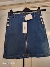 Karen Millen gonna demin con zip e dettagli con bottoni davanti taglia 10