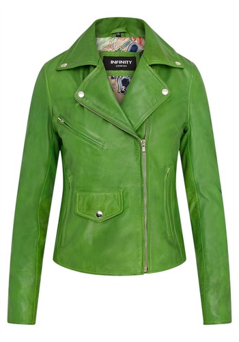 Giacca biker pelle verde - giacca,