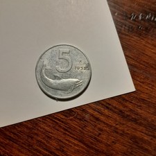 5 lire delfino del 1952