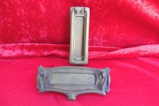 2 Bellissimi, Vecchi Battenti Della Porta, Con Fessura Per Lettere, Ottone