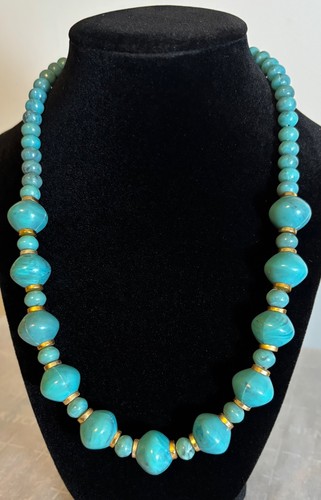 Collana perline finte turchese - collana,