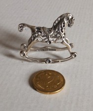 Cavallo a dondolo vintage in argento massiccio Cavallo Dondolo miniatura marcato