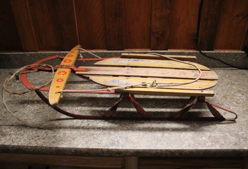 Slitta neve vintage rossa - slitta, da