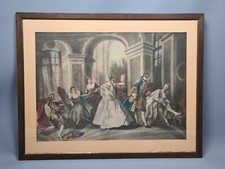 Grande ANTIQUE PRINT old Stampa d'epoca NEOCLASSICA SCENA GALANTE CON CORNICE 