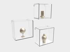 Set 3 Mensole da Parete in Plexiglass Trasparente, trittico tris da Appendere