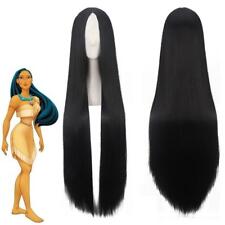 Parrucca Pocahontas adulti donna carnevale cosplay professionale lunghi neri NEW