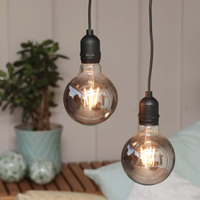 Set Di 2 Lampade a Sospensione Vintage per Esterni, Grigio Fumo Retrò Con Timer 