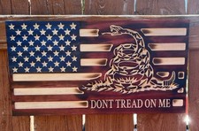 Gadsden rustico in legno non calpestarmi bandiera americana / Made in America 