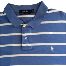 Polo Ralph Lauren Polo Shirt Mens XL TG Extra Large Blue Striped Short Sleeve