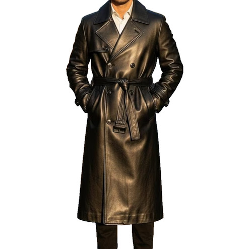 Cappotto trench uomo pelle