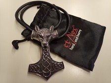 COLLANA MARTELLO DI THOR LUPO Mjolnir Fenrir pendant necklace viking ET NOX