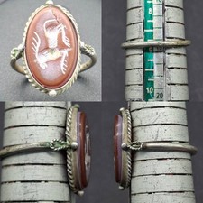 Raro!! Anello antico romano in argento sterling con pietra corniola intaglio ...