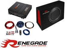 Renegade Set Subwoofer Piatto 2 Canali Amplificatore Altoparlante Auto Set Completo