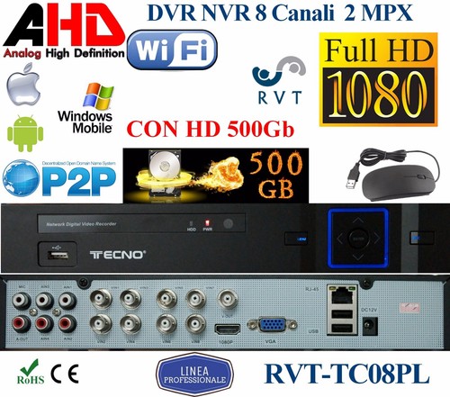 Kit dvr canali ahd full - 8, hd